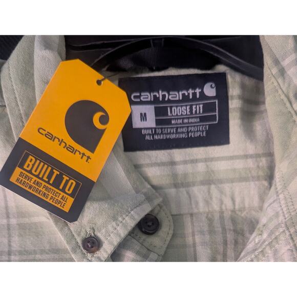 New CARHARTT Loose Fit Midweight Short Sleeve 100% Cotton Plaid Shirt MEDIUM - Picture 3 of 3